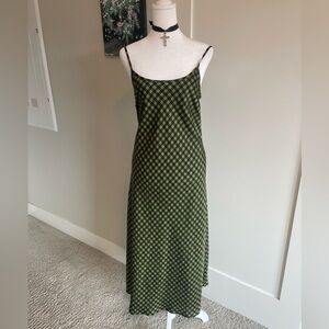 green and black plaid goth levi's maxi slip